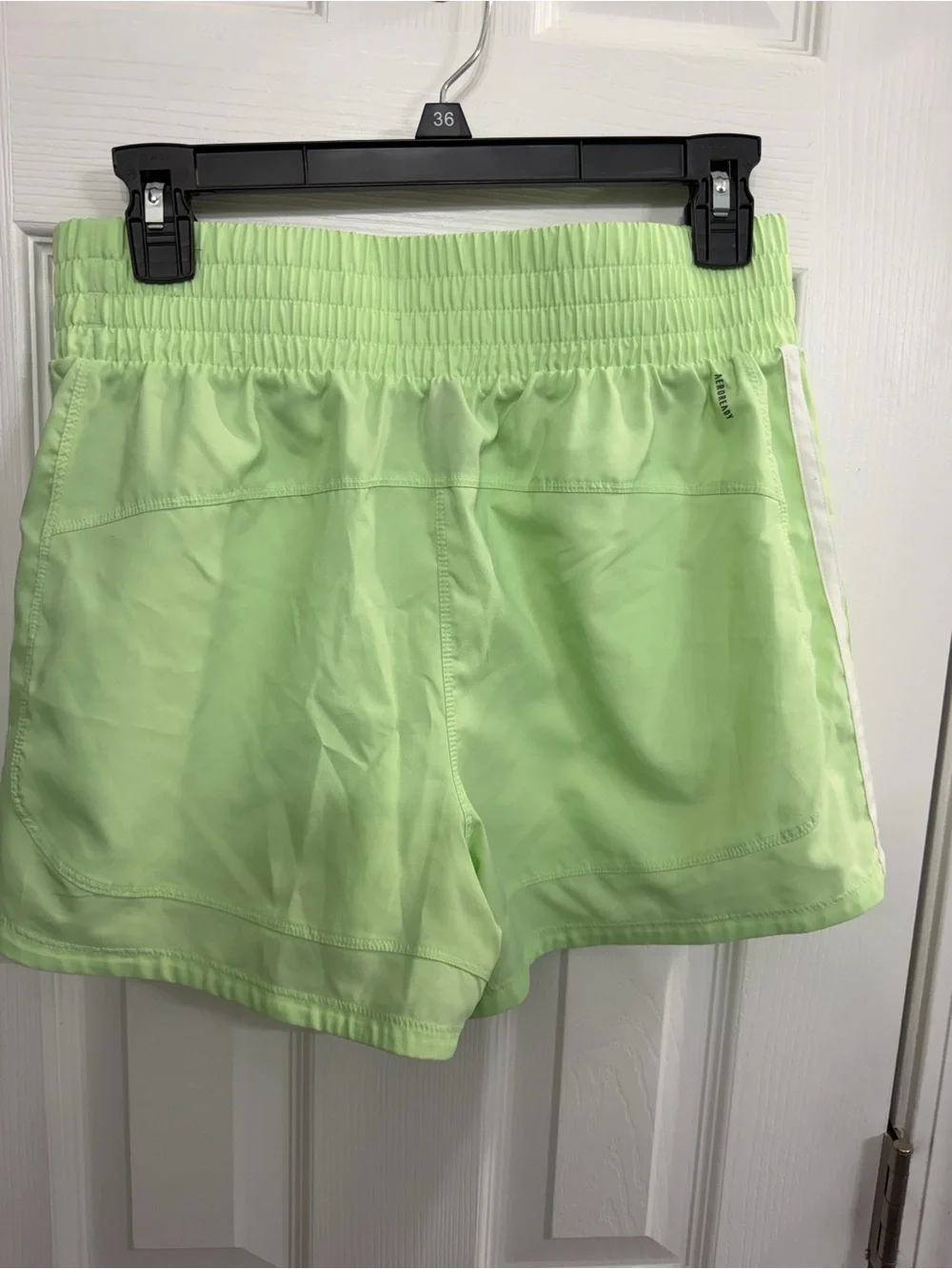 adidas Women’s Light Lime Athletic Running Shorts with White Trim